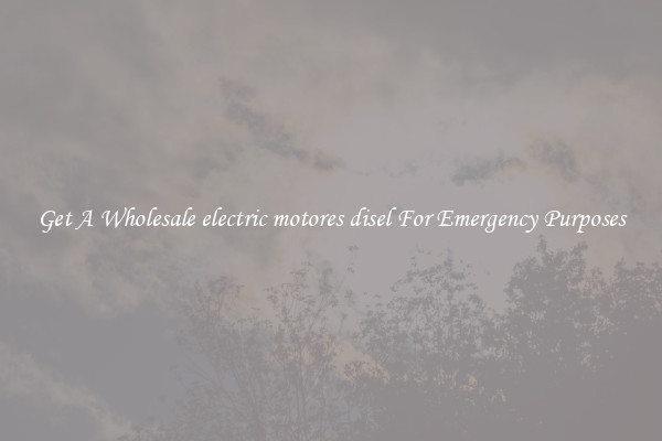 Get A Wholesale electric motores disel For Emergency Purposes